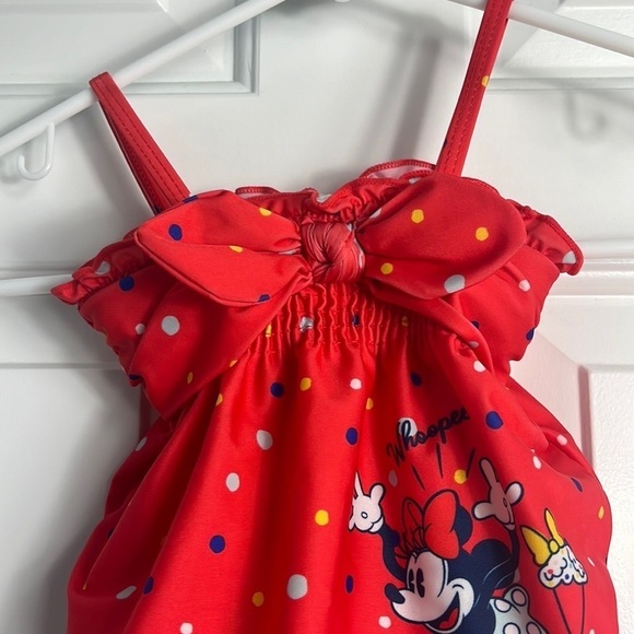 Disney Store Minnie Mouse Red Polka Dot Ice Cream One Piece Bow Bathing Suit - Picture 3 of 8